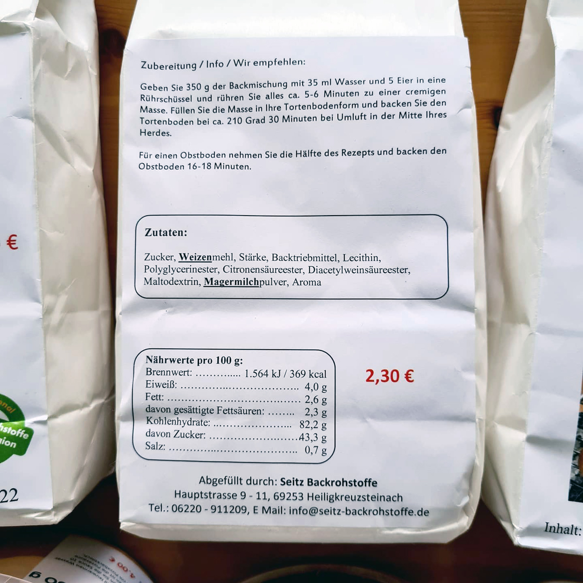 Seitz Backrohstoffe Testpaket